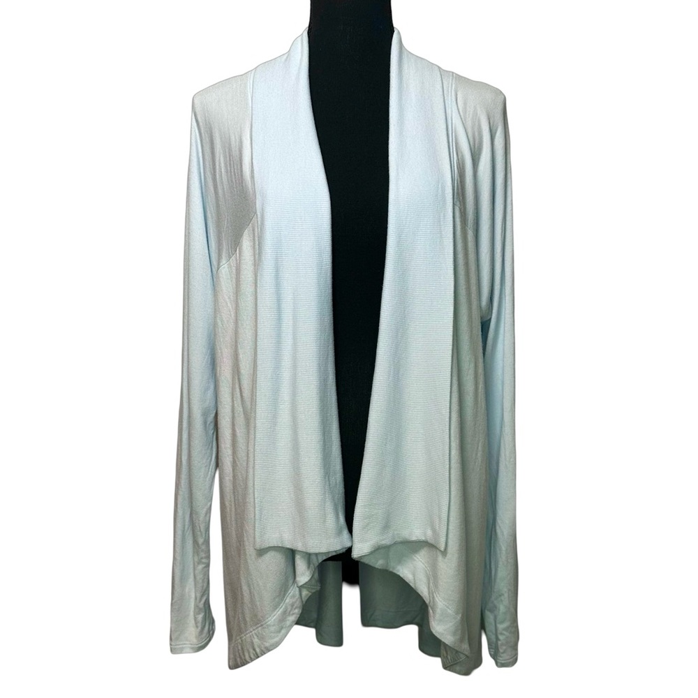 Athleta Nirvana Wear Two Ways Ethereal Blue Open Front Wrap Cardigan Size Large